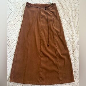 White Stag Brown Maxi Pencil Skirt with Tie Front
